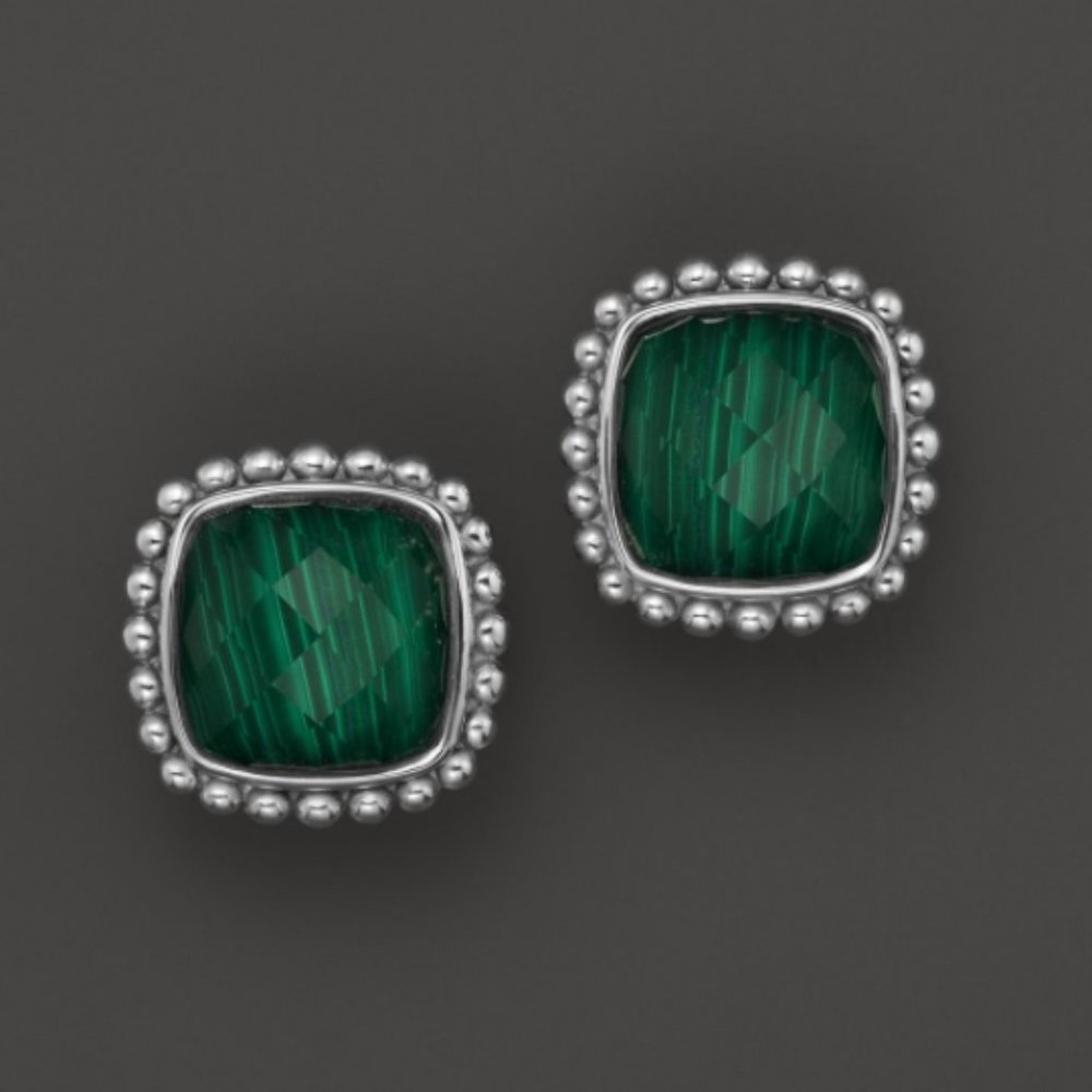 Lagos Sterling Silver Maya Malachite Green Studs